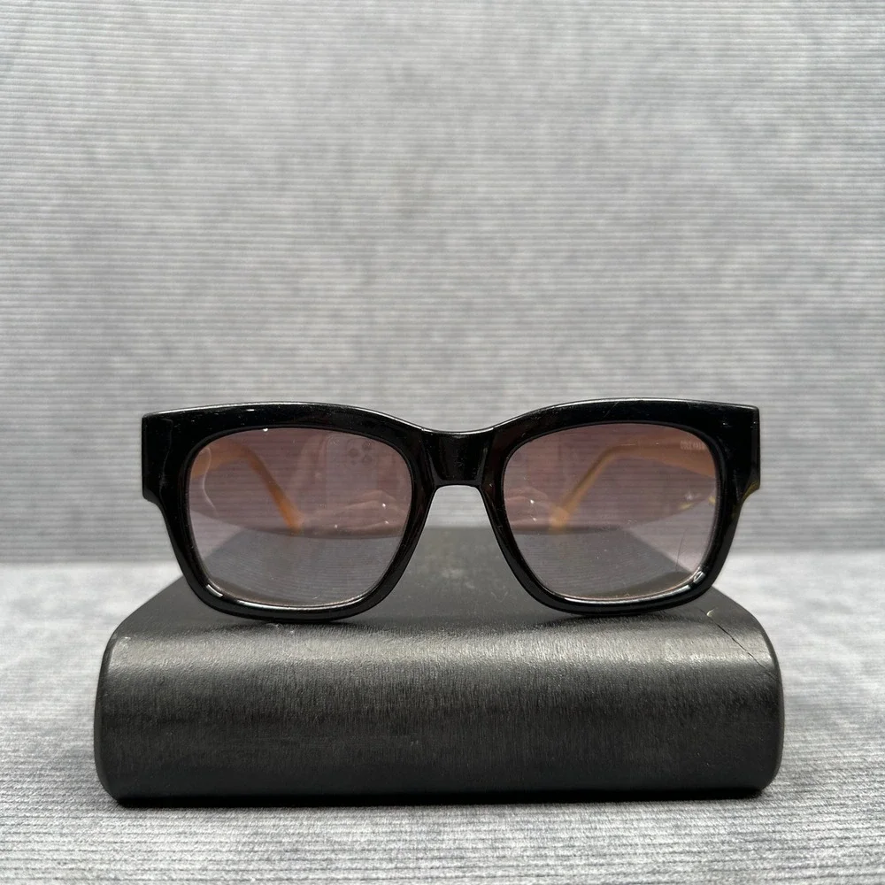 Cole Haan Y2K Sunglasses Black Square Frame Champagne Arms C6121 51-18-144